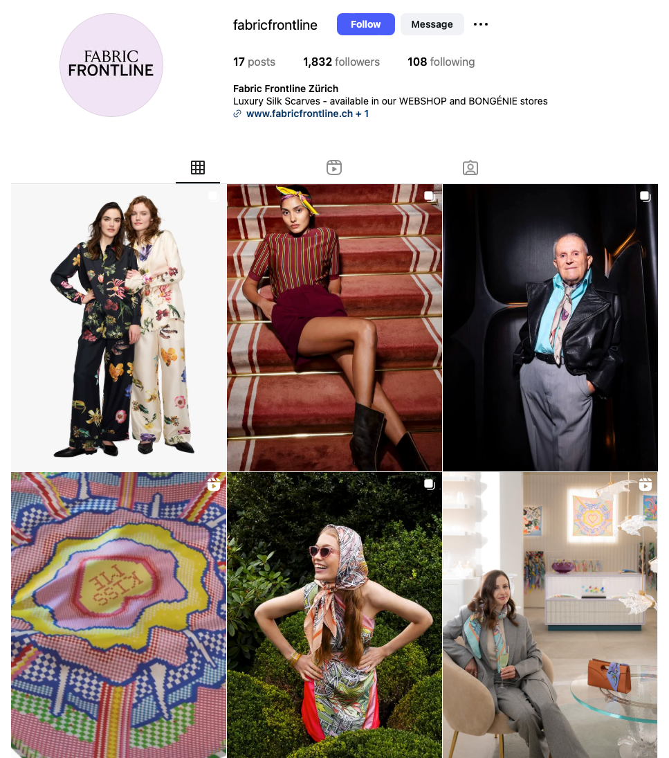 Fabric Frontline Instagram feed after the rebranding