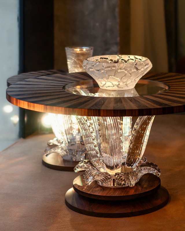 Lalique crystal on a table