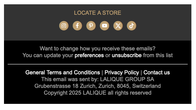 Lalique newsletter footer